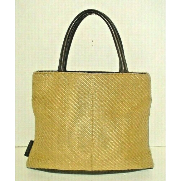 Cerruti 1881 Purse Tan Bucket Bag Faux Leather Shoulder Bag Raffia Purse - Picture 2 of 5